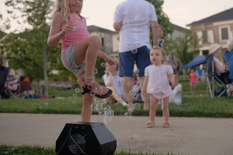 Children playing with bubbles