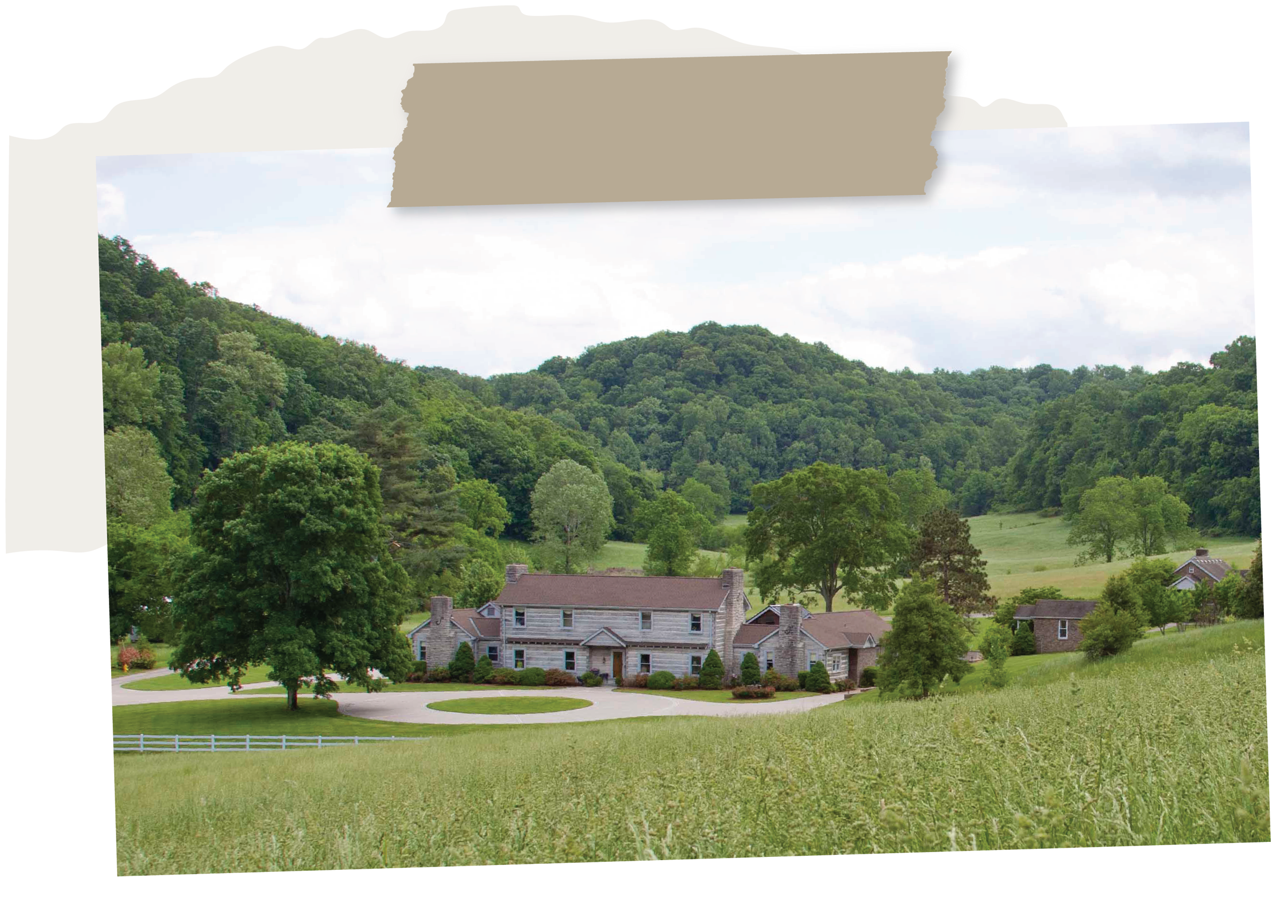 The stephens family farm house in a green field