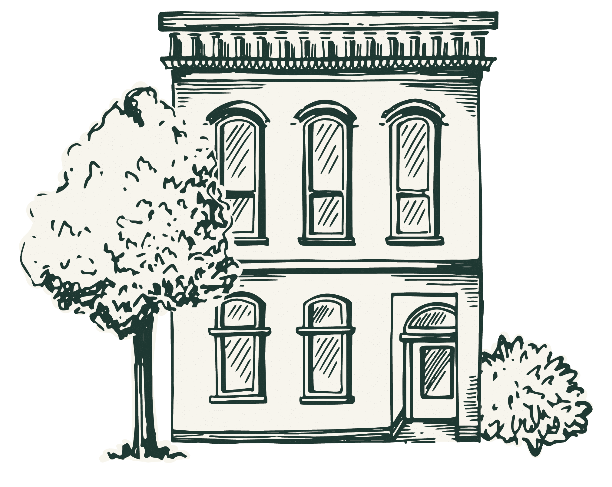 Images_DowntownRetailLiving-03 Hand drawn graphic of a downtown stephens valley residential building