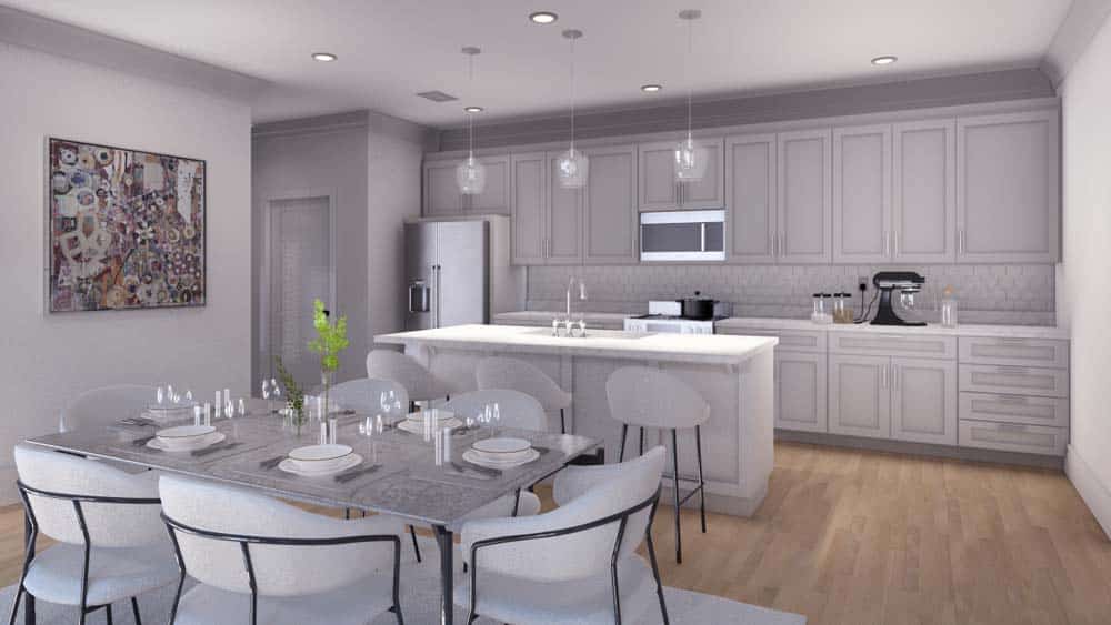 A dining table and kitchen concept in stephens valley west