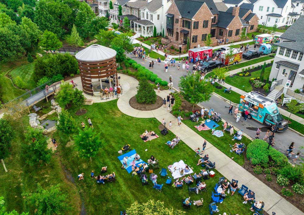 An overhead shot of stephens valley during the bbq and bluegrass fest