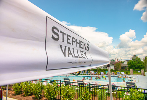 A tent at the stephens valley pool