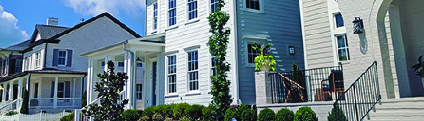 A row of white houses
