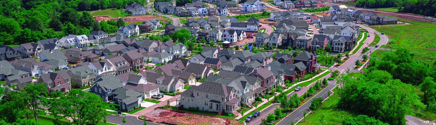 An overhead shot of the stephens valley neighborhood in 2022