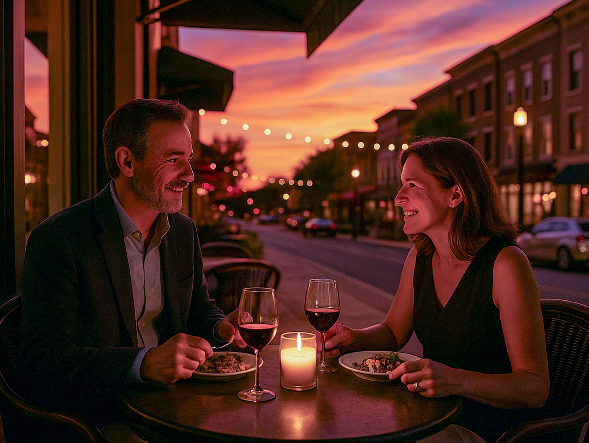 A couple having a romantic dinner in stephens valley