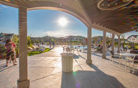 A covered area at the stephens valley pool club