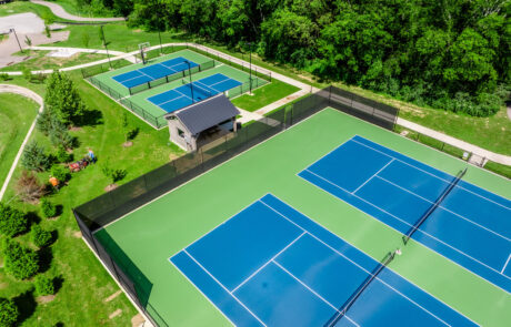 Blue and green tennis courts and pickle ball courts in stephens valley