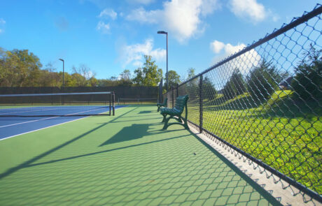 A blue and green tennis court