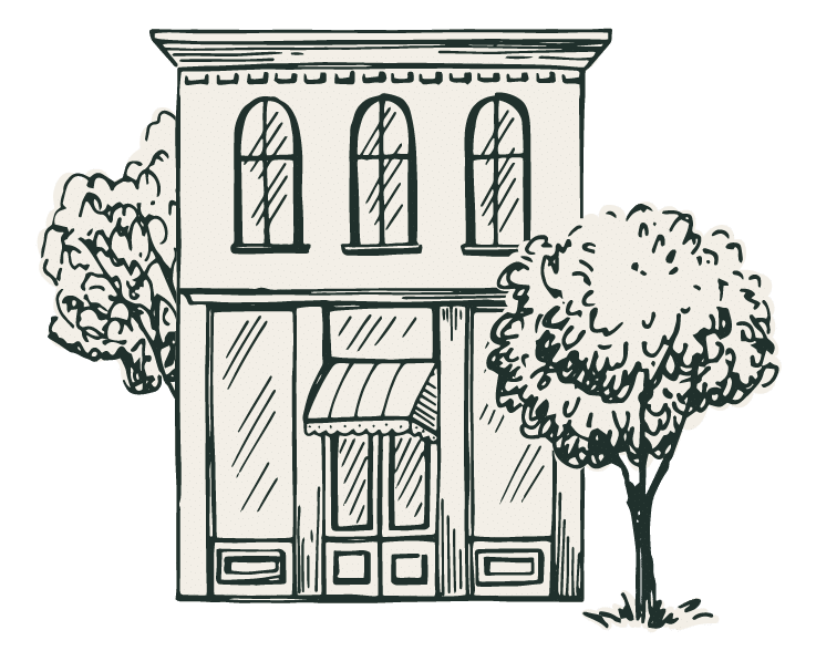 Retail & Commercial_CTA Image A hand drawn graphic of a retail building in downtown stephens valley