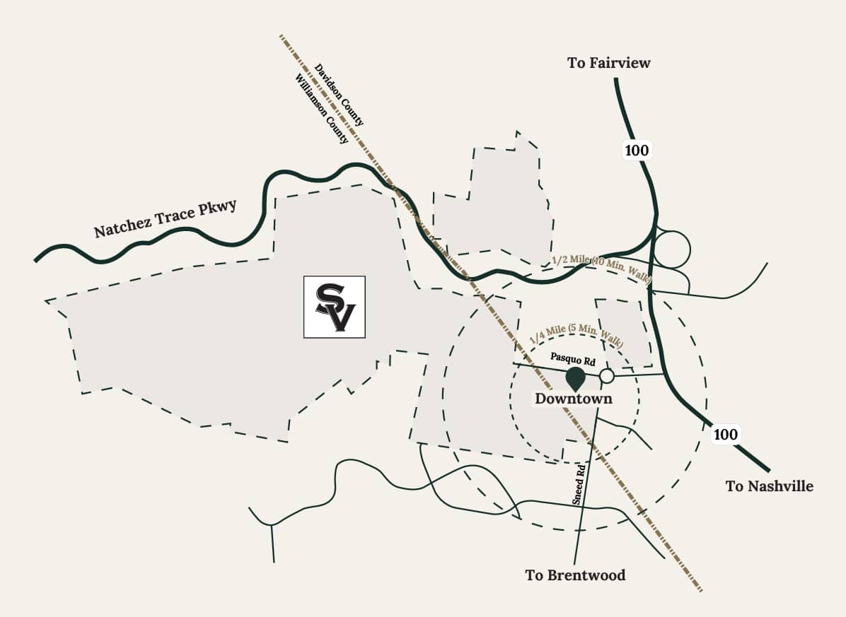 A map of stephens valley showing where the downtown area is